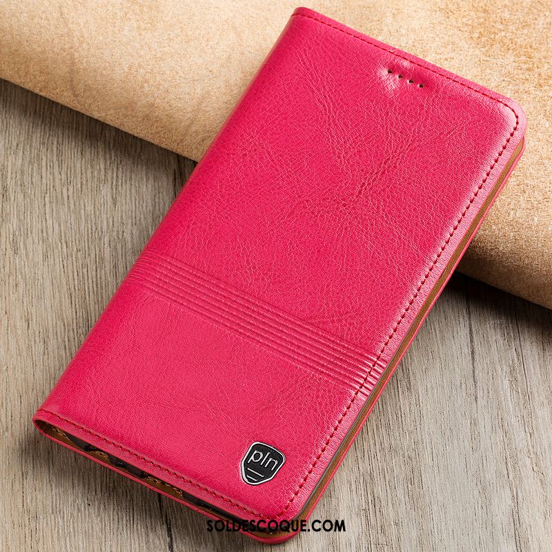 Coque Nokia 5.1 Plus Rouge Étui En Cuir Téléphone Portable Cuir Véritable En Ligne