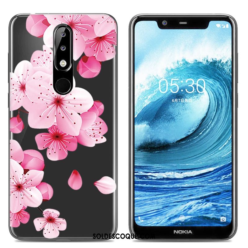 Coque Nokia 5.1 Plus Silicone Téléphone Portable Transparent Rose Fluide Doux En Vente