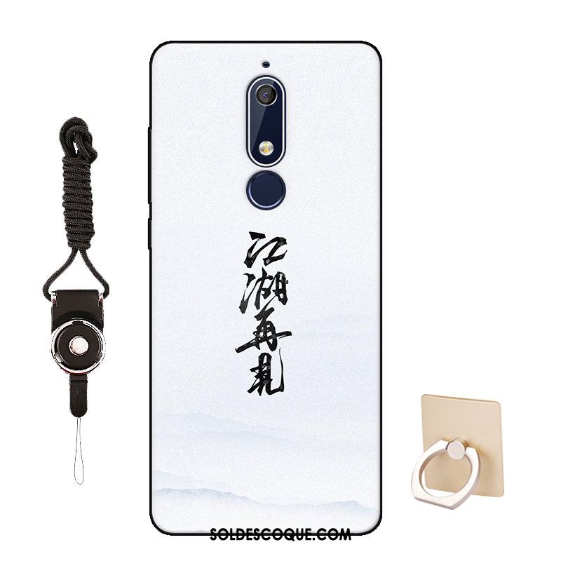 Coque Nokia 5.1 Silicone Incassable Délavé En Daim Blanc Protection Soldes