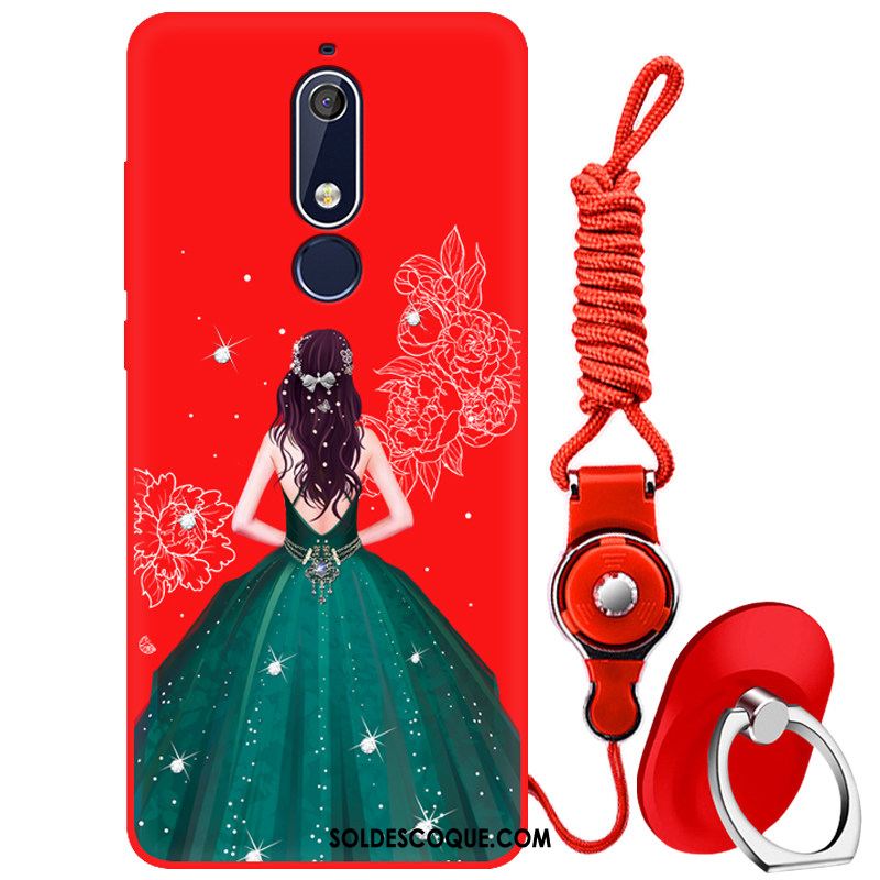 Coque Nokia 5.1 Étui Tout Compris Silicone Rouge Téléphone Portable Soldes