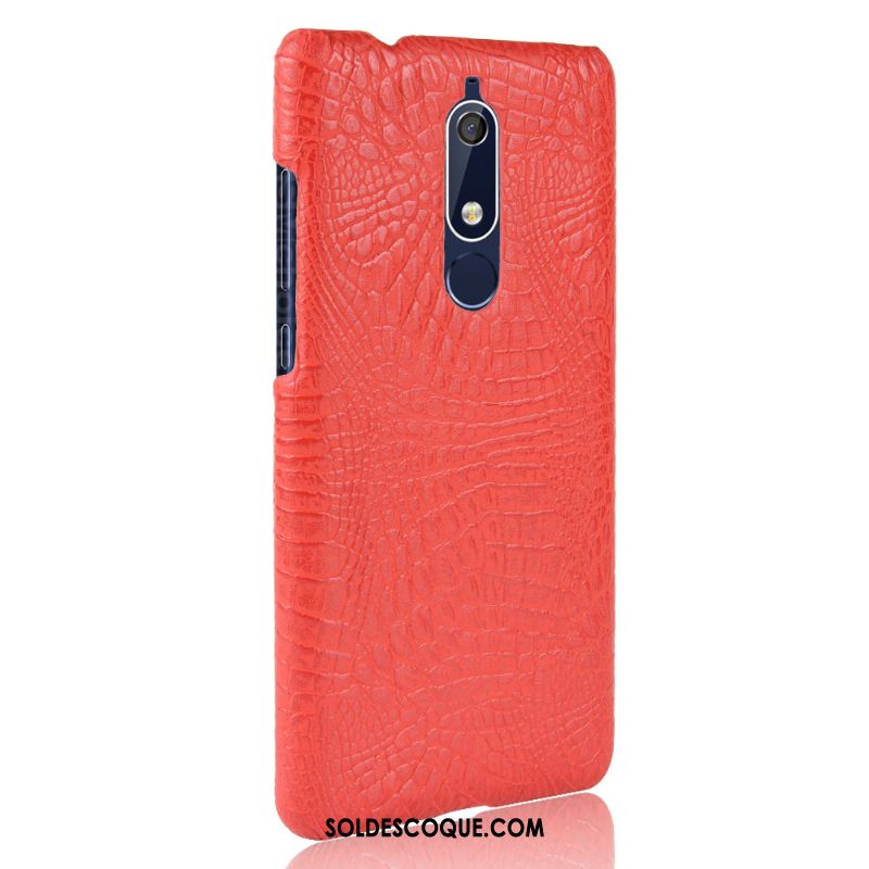 Coque Nokia 5.1 Étui Vintage Noir Crocodile Modèle Simple En Vente