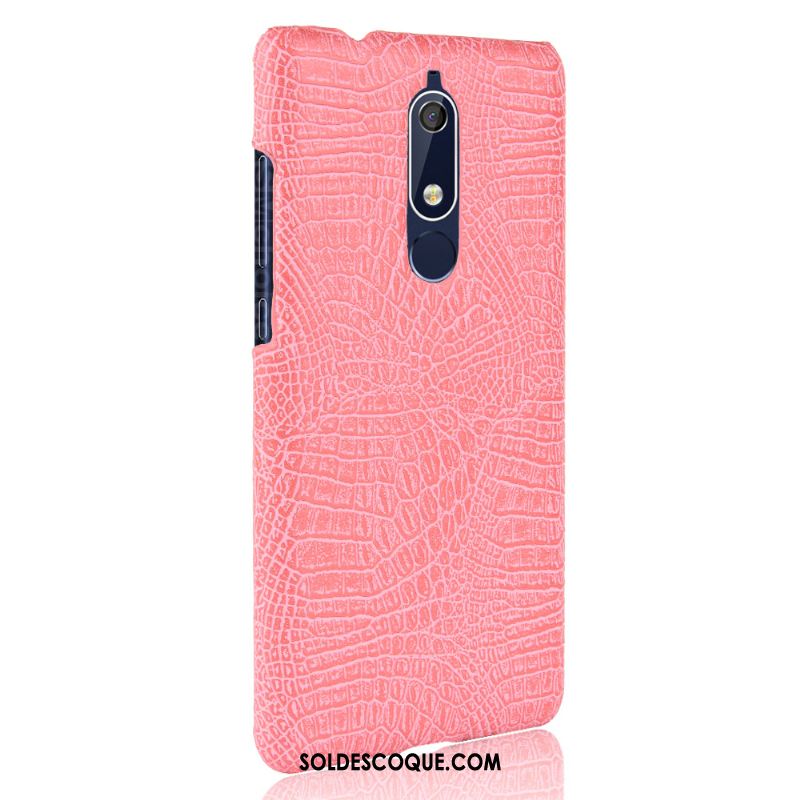 Coque Nokia 5.1 Étui Vintage Noir Crocodile Modèle Simple En Vente