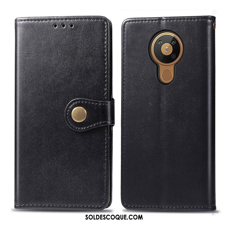 Coque Nokia 5.3 Couleur Unie Simple Étui En Cuir Similicuir Business Pas Cher