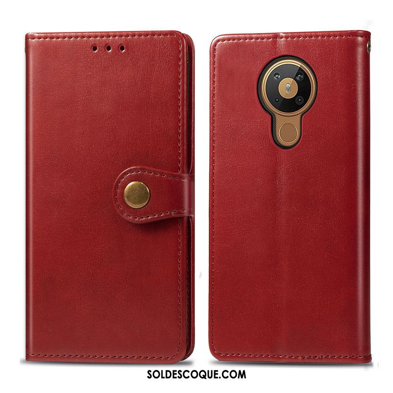 Coque Nokia 5.3 Couleur Unie Simple Étui En Cuir Similicuir Business Pas Cher