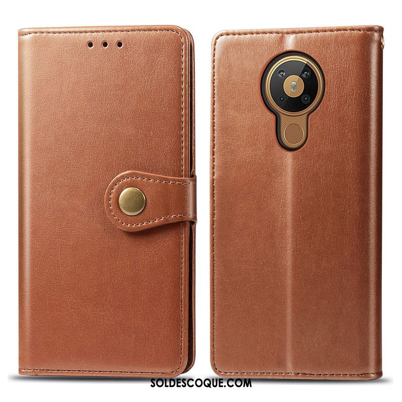 Coque Nokia 5.3 Couleur Unie Simple Étui En Cuir Similicuir Business Pas Cher