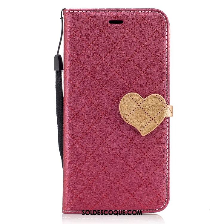 Coque Nokia 5 Rouge Étui En Cuir Losange Téléphone Portable Portefeuille Pas Cher