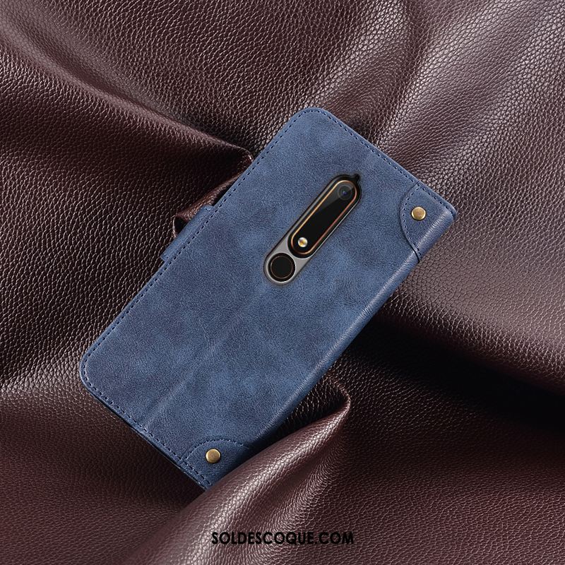 Coque Nokia 6.1 Carte Étui En Cuir Protection Portefeuille Rouge En Vente