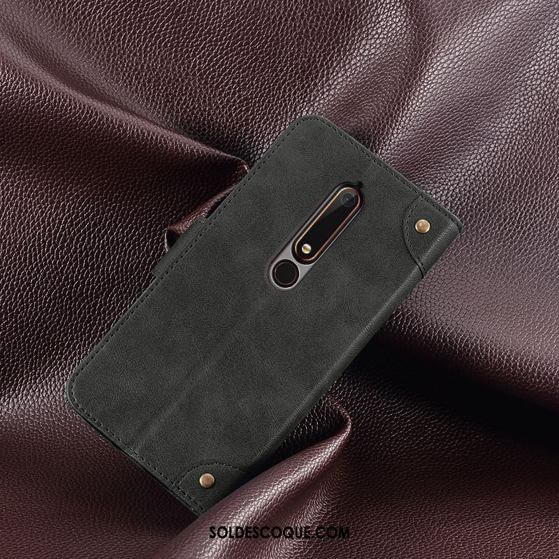 Coque Nokia 6.1 Carte Étui En Cuir Protection Portefeuille Rouge En Vente