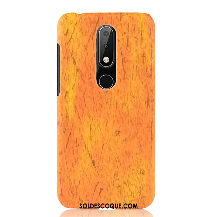 Coque Nokia 6.1 Difficile Étui Téléphone Portable Grain De Bois Protection Pas Cher