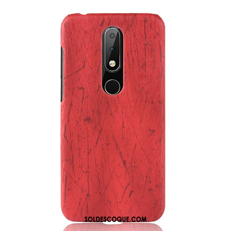 Coque Nokia 6.1 Difficile Étui Téléphone Portable Grain De Bois Protection Pas Cher