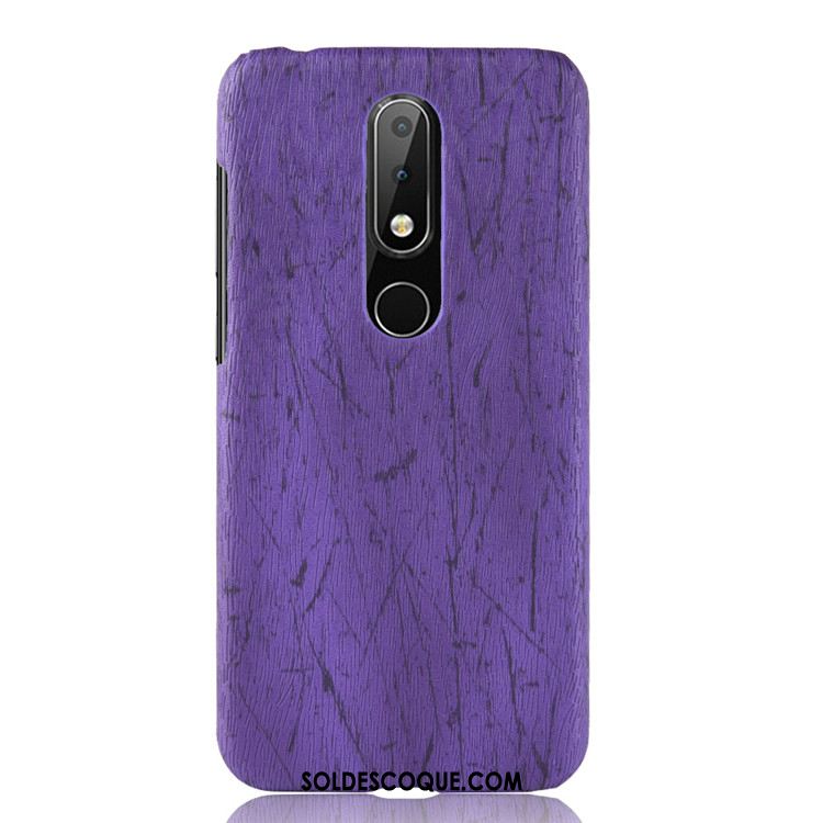 Coque Nokia 6.1 Difficile Étui Téléphone Portable Grain De Bois Protection Pas Cher