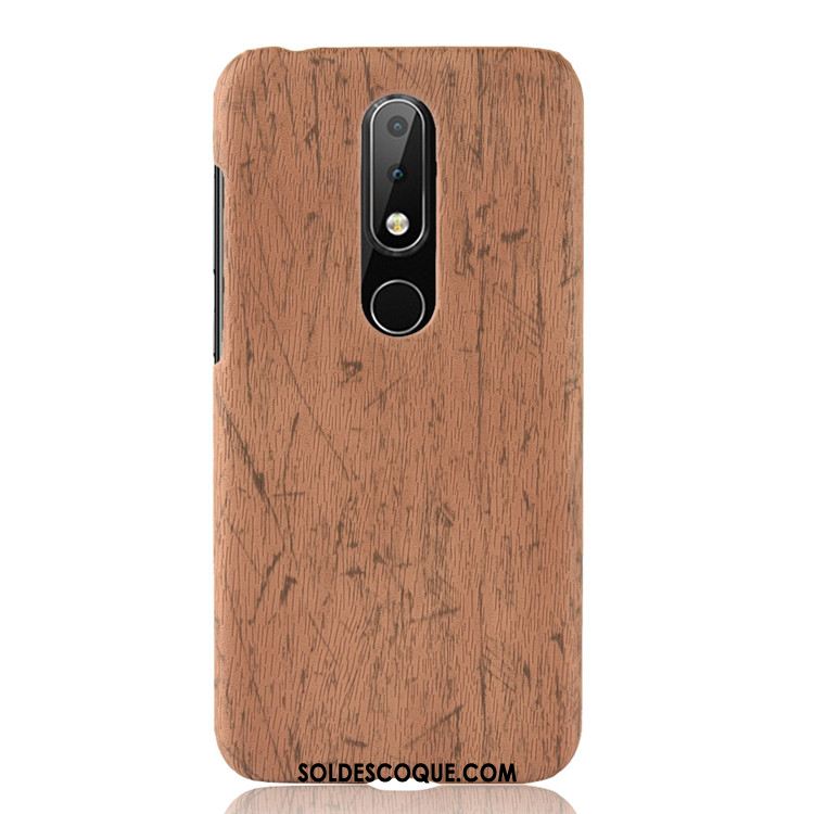 Coque Nokia 6.1 Difficile Étui Téléphone Portable Grain De Bois Protection Pas Cher