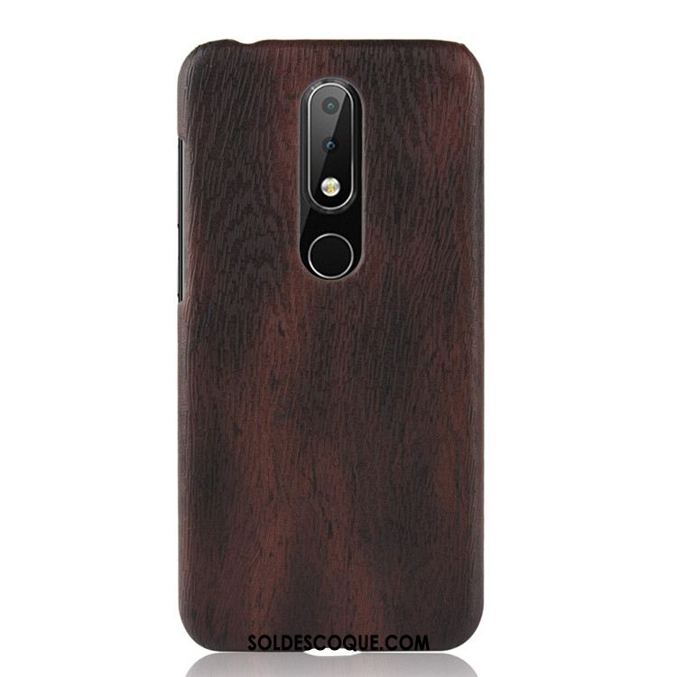 Coque Nokia 6.1 Difficile Étui Téléphone Portable Grain De Bois Protection Pas Cher