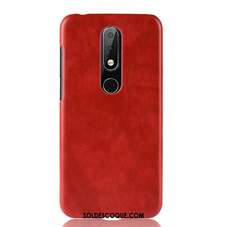 Coque Nokia 6.1 Litchi Rouge Étui Protection Téléphone Portable France