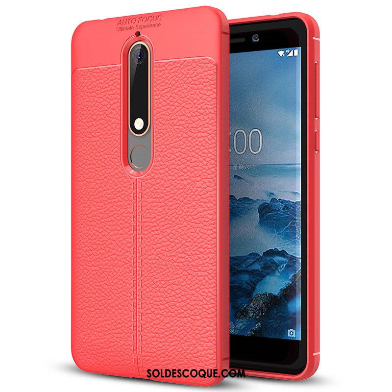 Coque Nokia 6.1 Modèle Fleurie Téléphone Portable Rouge Simple Cuir En Ligne