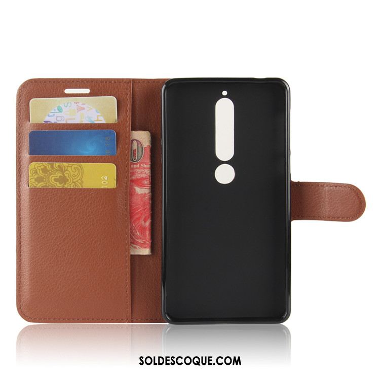 Coque Nokia 6.1 Support Étui En Cuir Portefeuille Noir Téléphone Portable En Ligne