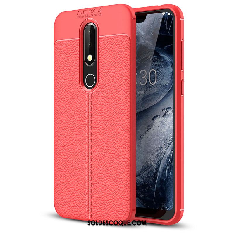 Coque Nokia 6.1 Téléphone Portable Litchi Protection Simple Cuir En Ligne