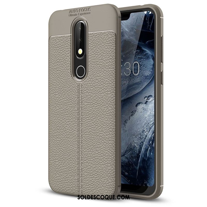 Coque Nokia 6.1 Téléphone Portable Litchi Protection Simple Cuir En Ligne