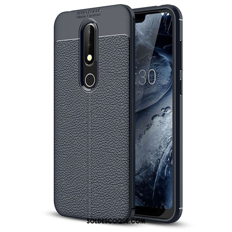 Coque Nokia 6.1 Téléphone Portable Litchi Protection Simple Cuir En Ligne