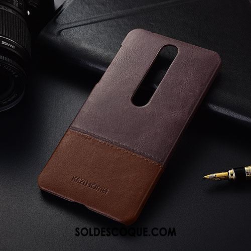 Coque Nokia 6.1 Étui Rouge Cuir Véritable Protection Téléphone Portable Pas Cher