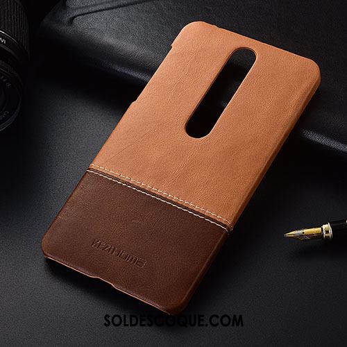 Coque Nokia 6.1 Étui Rouge Cuir Véritable Protection Téléphone Portable Pas Cher