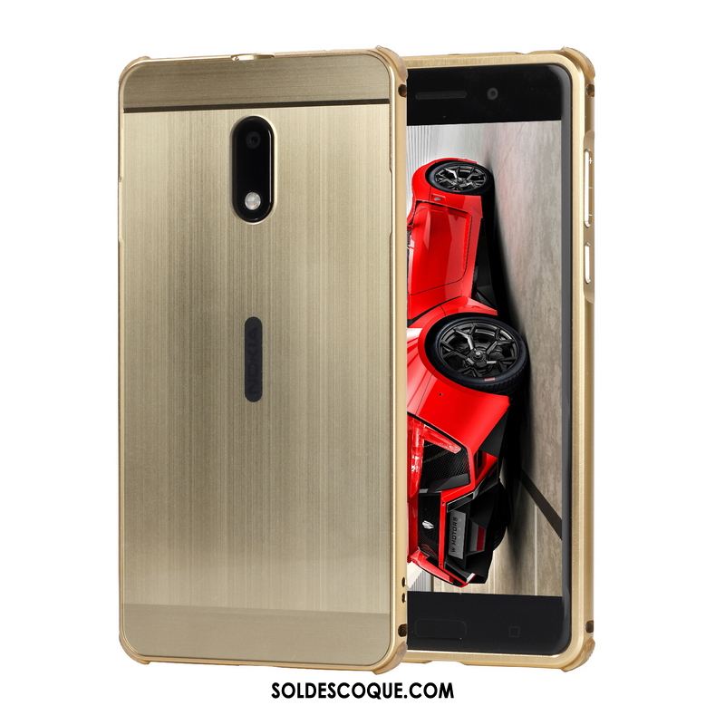 Coque Nokia 6 Border Or Rose Étui Tendance Métal Housse Soldes