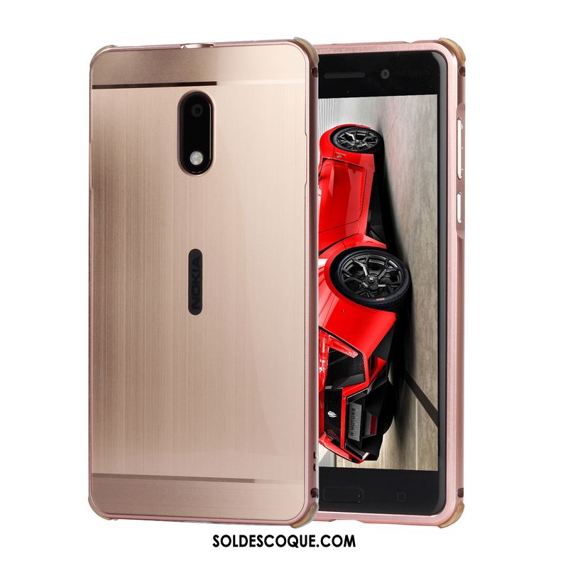 Coque Nokia 6 Border Or Rose Étui Tendance Métal Housse Soldes