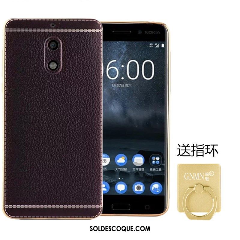 Coque Nokia 6 Modèle Fleurie Fluide Doux Silicone Étui Cuir Soldes