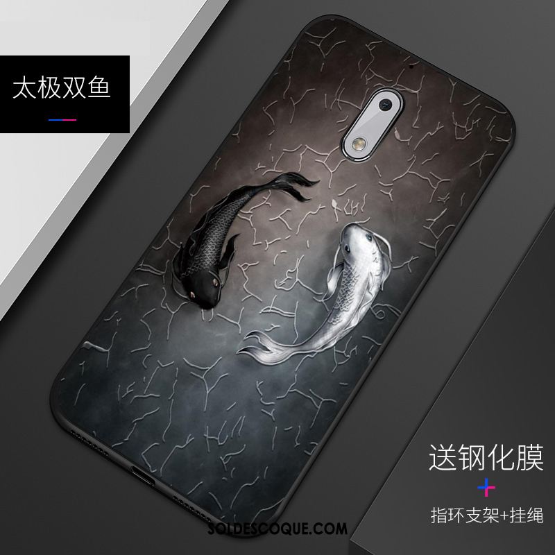 Coque Nokia 6 Personnalité Délavé En Daim Gaufrage Tout Compris Incassable En Ligne