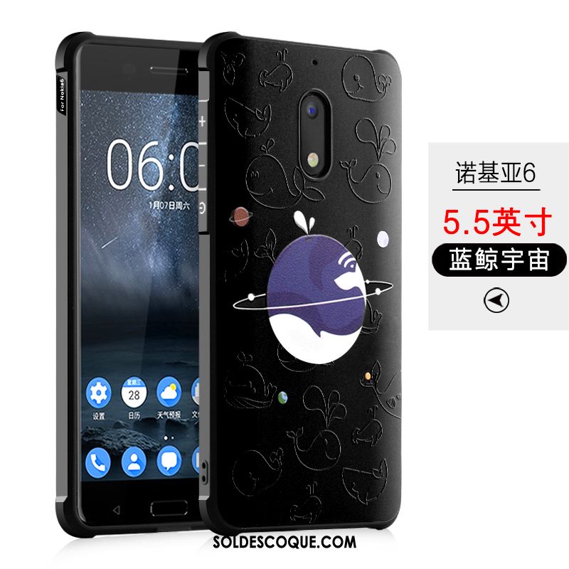 Coque Nokia 6 Tout Compris Noir Fluide Doux Étui Incassable Pas Cher