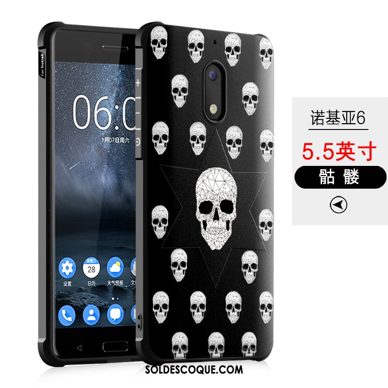 Coque Nokia 6 Tout Compris Noir Fluide Doux Étui Incassable Pas Cher