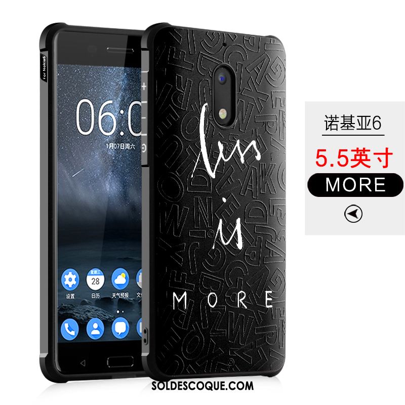 Coque Nokia 6 Tout Compris Noir Fluide Doux Étui Incassable Pas Cher