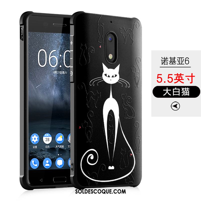 Coque Nokia 6 Tout Compris Noir Fluide Doux Étui Incassable Pas Cher