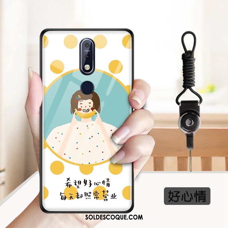 Coque Nokia 7.1 Charmant Miroir Dessin Animé Verre Trempé Étui En Vente