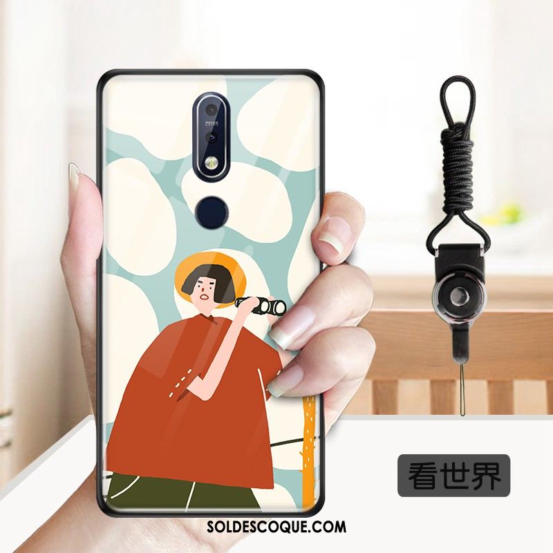 Coque Nokia 7.1 Charmant Miroir Dessin Animé Verre Trempé Étui En Vente
