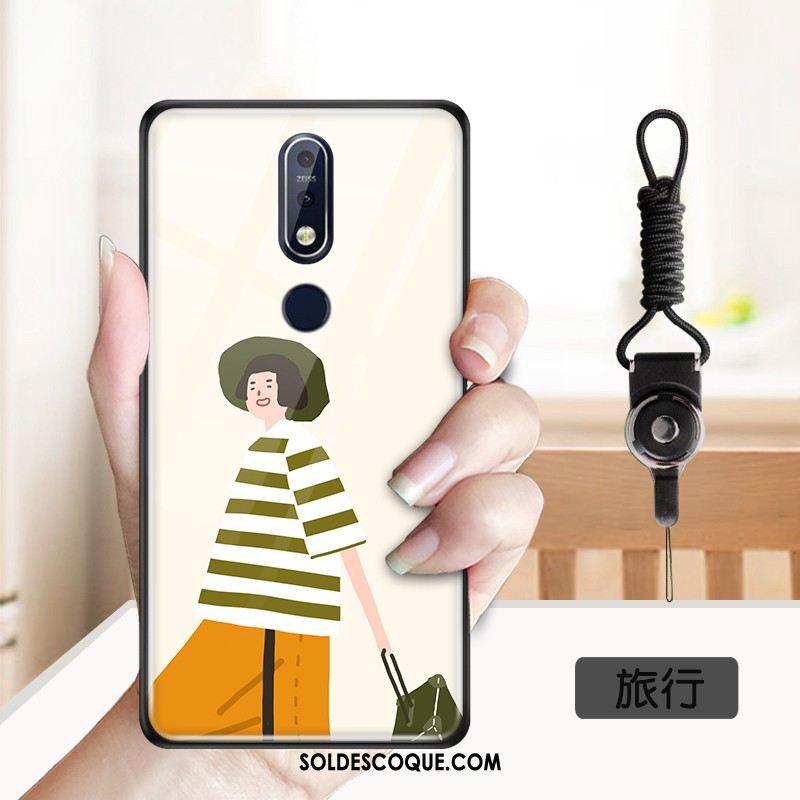 Coque Nokia 7.1 Charmant Miroir Dessin Animé Verre Trempé Étui En Vente