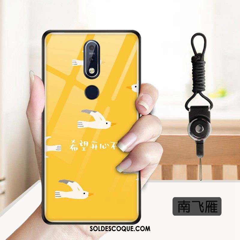 Coque Nokia 7.1 Charmant Miroir Dessin Animé Verre Trempé Étui En Vente