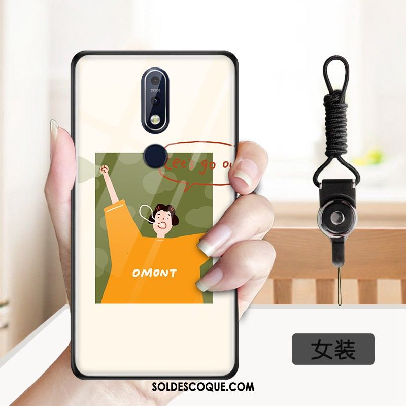 Coque Nokia 7.1 Charmant Miroir Dessin Animé Verre Trempé Étui En Vente