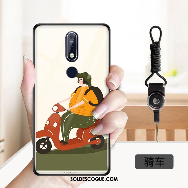 Coque Nokia 7.1 Charmant Miroir Dessin Animé Verre Trempé Étui En Vente