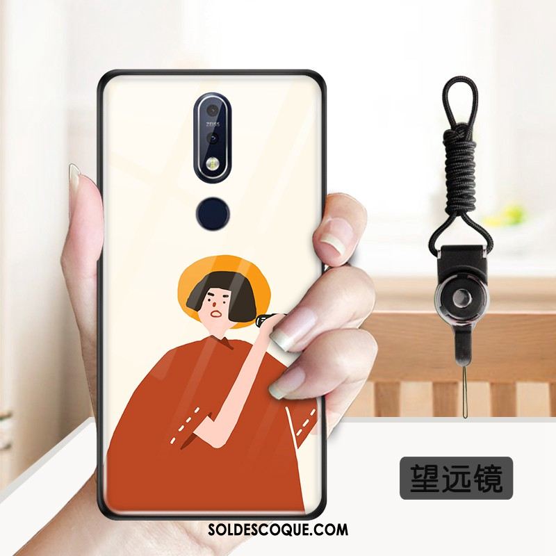 Coque Nokia 7.1 Charmant Miroir Dessin Animé Verre Trempé Étui En Vente