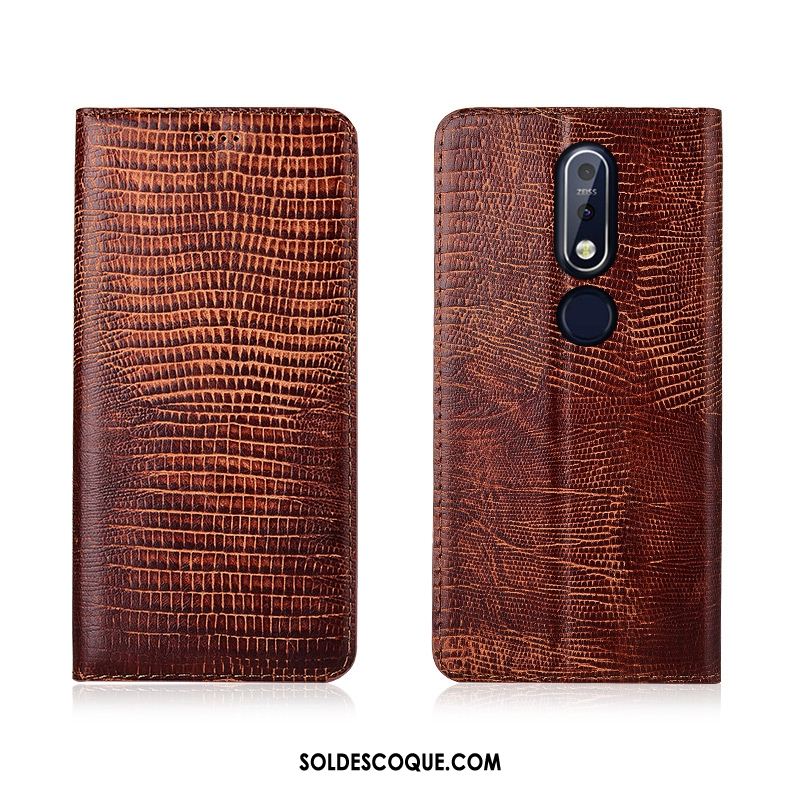 Coque Nokia 7.1 Cuir Véritable Incassable Protection Étui Clamshell En Ligne