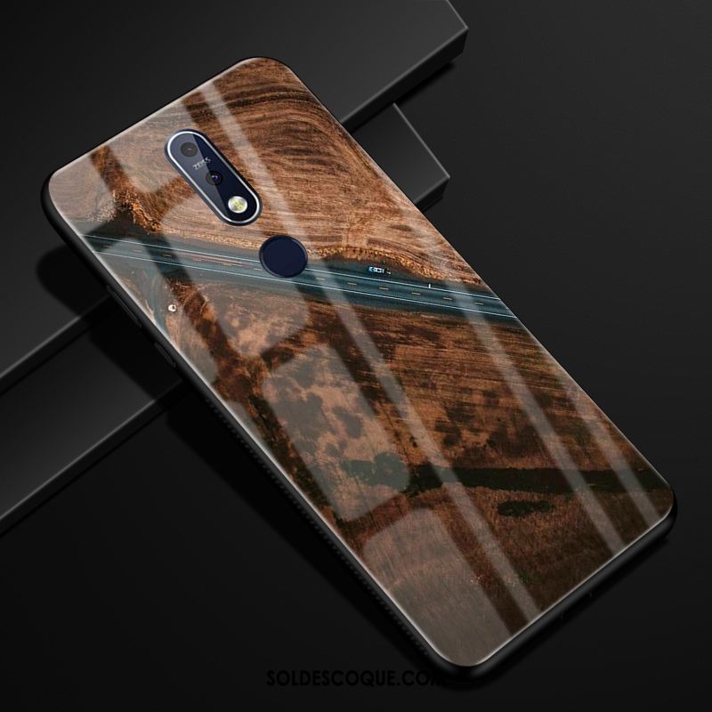 Coque Nokia 7.1 Grain De Bois Incassable Étui Verre Protection Pas Cher