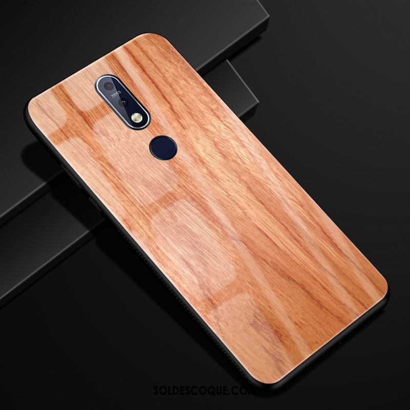 Coque Nokia 7.1 Grain De Bois Incassable Étui Verre Protection Pas Cher