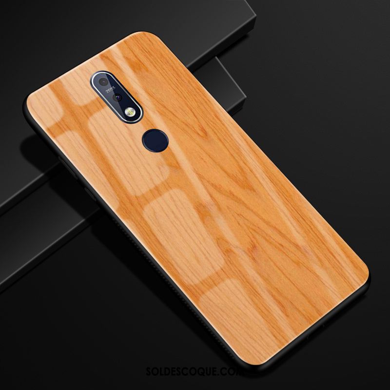 Coque Nokia 7.1 Grain De Bois Incassable Étui Verre Protection Pas Cher