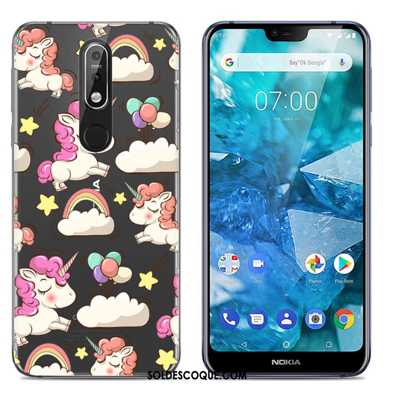 Coque Nokia 7.1 Multicolore Dessin Animé Étui Téléphone Portable Transparent Soldes