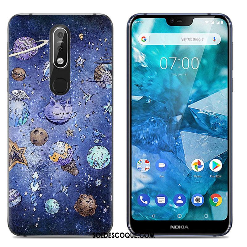 Coque Nokia 7.1 Multicolore Dessin Animé Étui Téléphone Portable Transparent Soldes