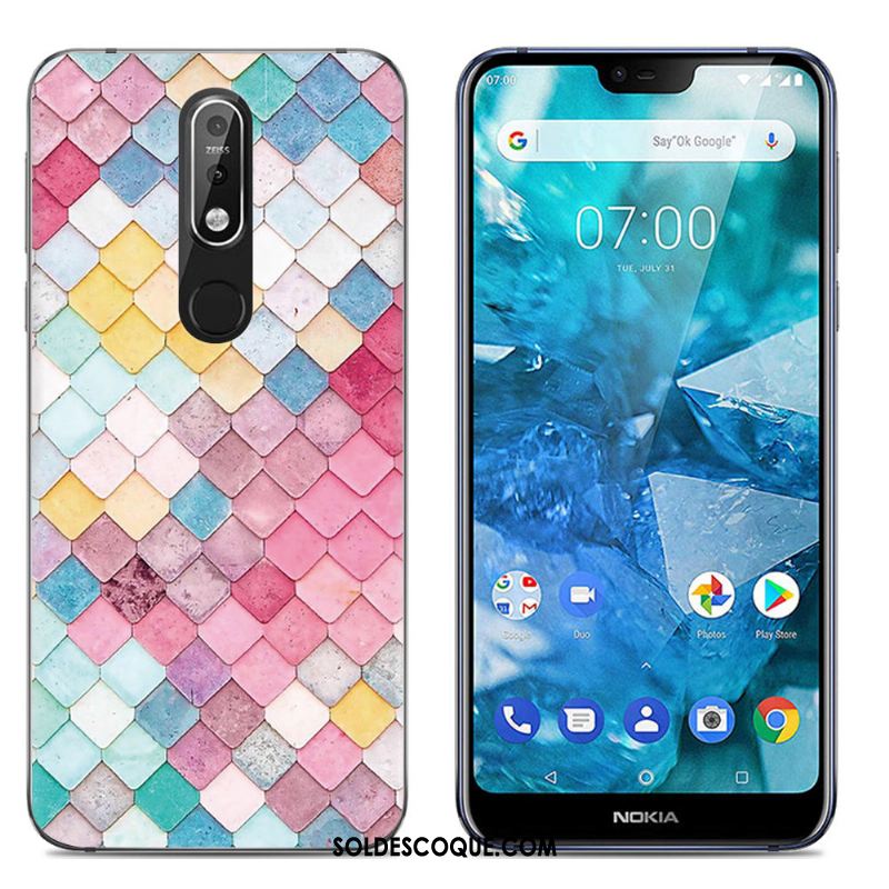 Coque Nokia 7.1 Multicolore Dessin Animé Étui Téléphone Portable Transparent Soldes