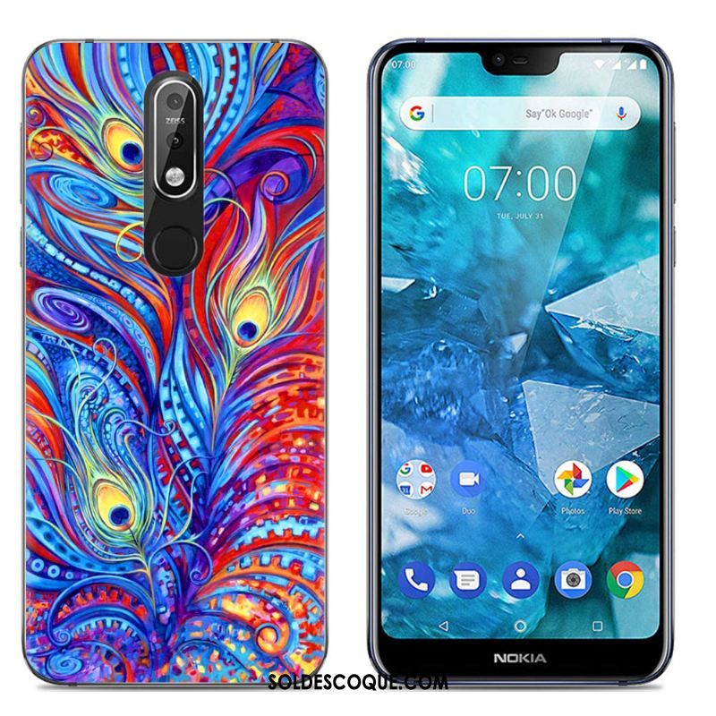 Coque Nokia 7.1 Multicolore Dessin Animé Étui Téléphone Portable Transparent Soldes