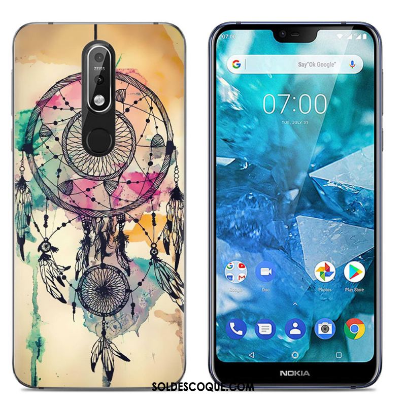 Coque Nokia 7.1 Multicolore Dessin Animé Étui Téléphone Portable Transparent Soldes