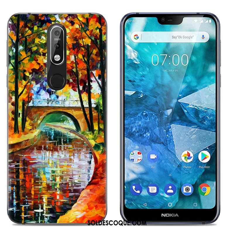 Coque Nokia 7.1 Multicolore Dessin Animé Étui Téléphone Portable Transparent Soldes